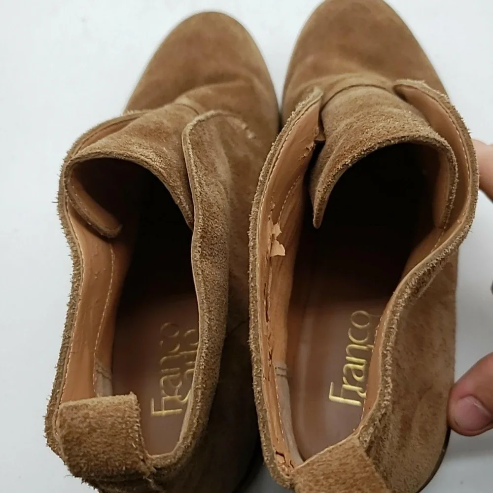 Franco Sarto Boots Womens Size 8.5 Brown Suede Ankle Flat Pull On Booties